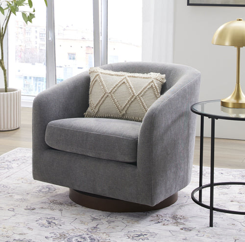 Bradford Wooden Base Modern Swivel Accent Chair, Gray