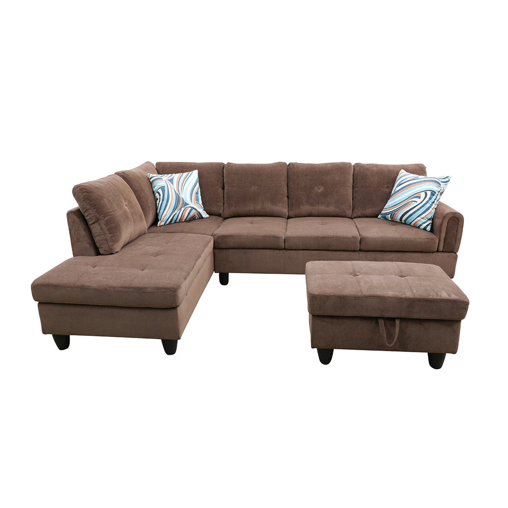 3 Piece L-Shape Sectional Sofa Couch 