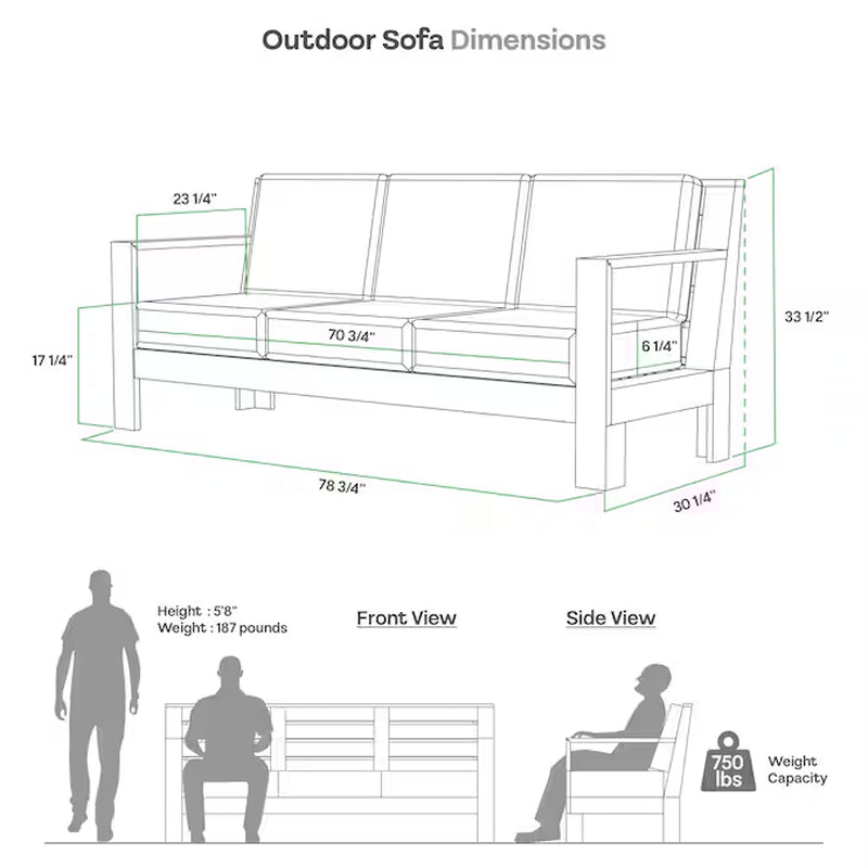 Logan Outdoor Sofa with Tan Cushions and Teak Frame