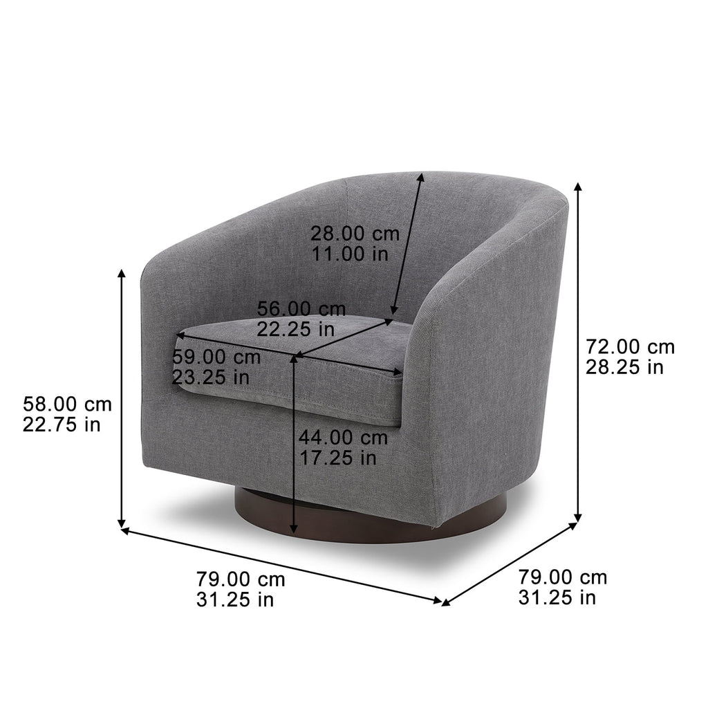 Bradford Wooden Base Modern Swivel Accent Chair, Gray