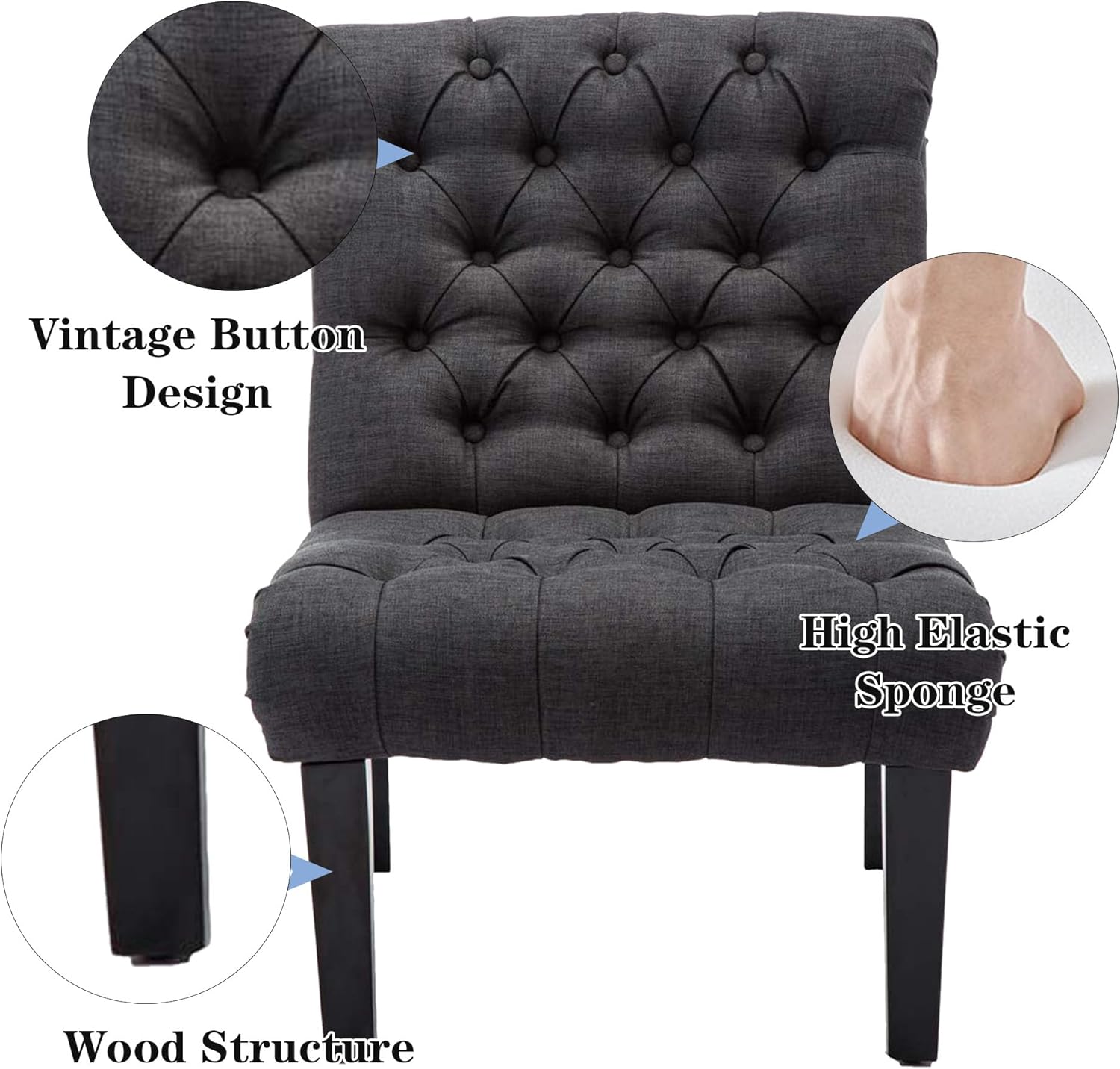  Upholstered Tufted Armless 