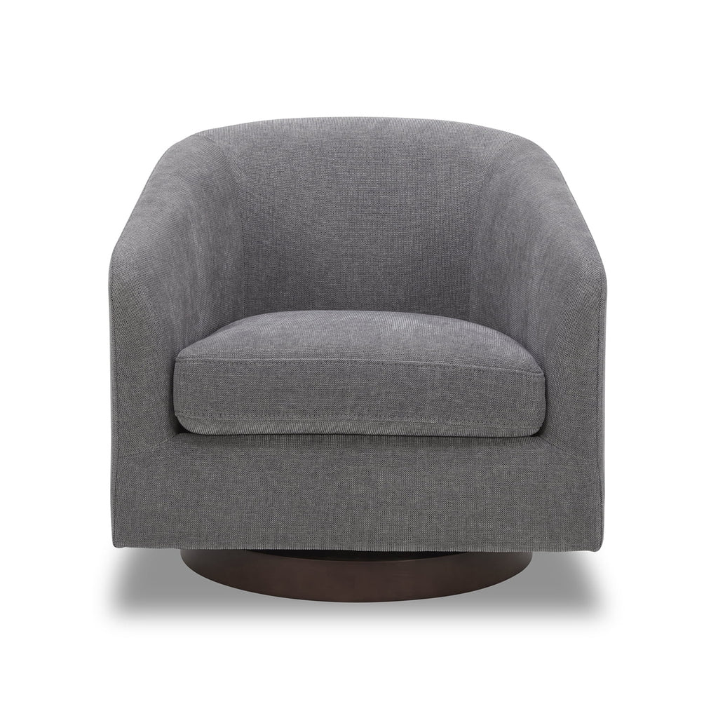Bradford Wooden Base Modern Swivel Accent Chair, Gray
