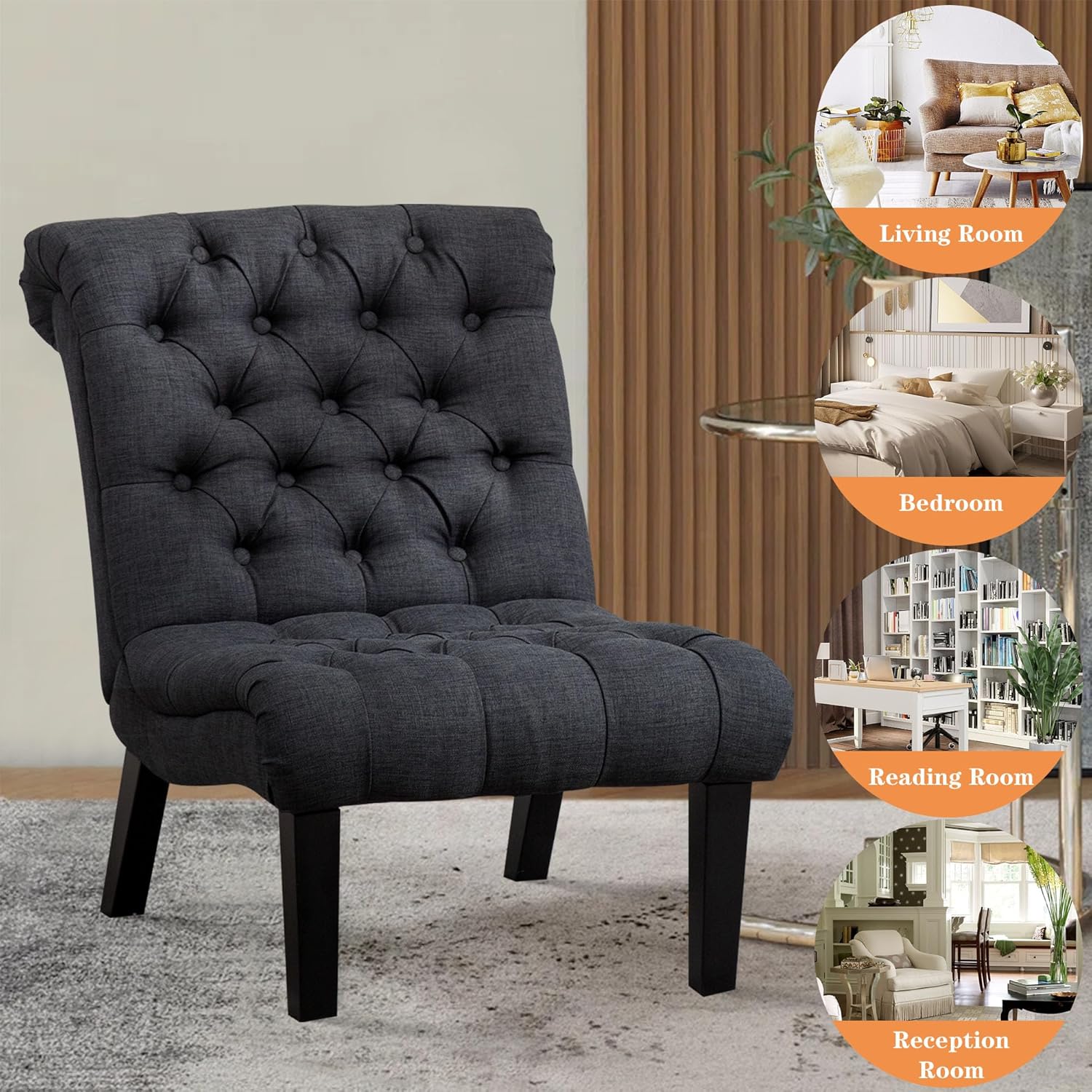  Upholstered Tufted Armless 