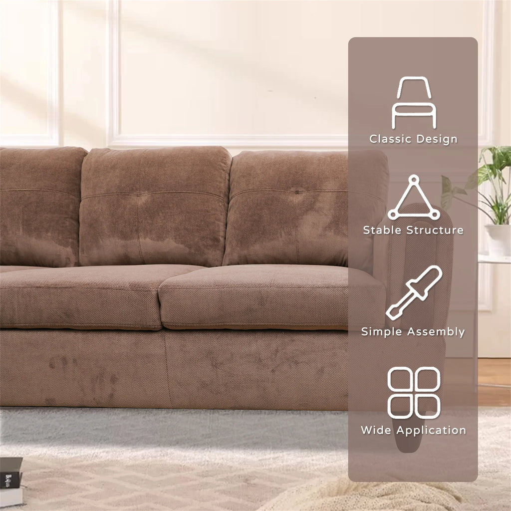 3 Piece L-Shape Sectional Sofa Couch 