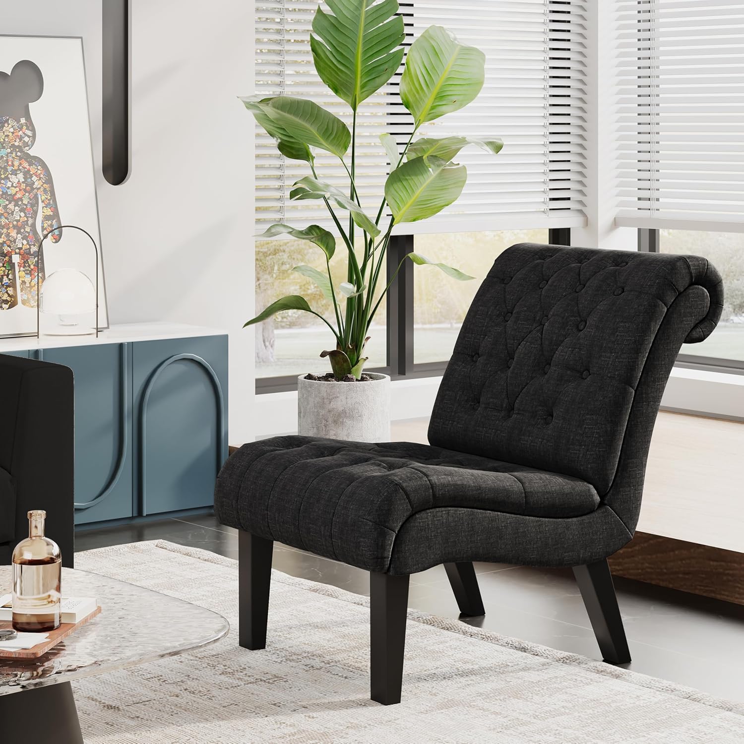  Upholstered Tufted Armless 