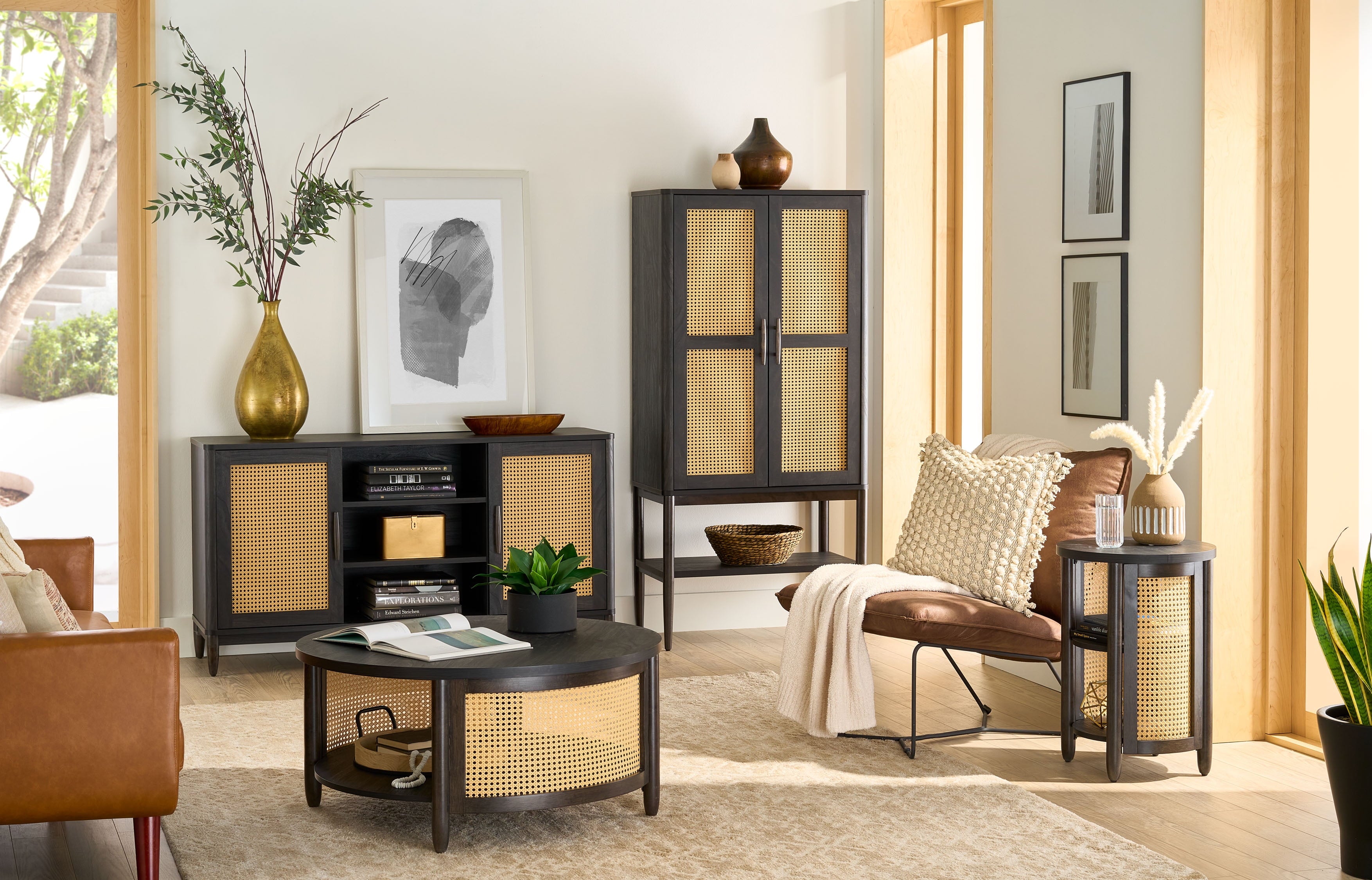 Springwood Caning Coffee Table, Charcoal Finish