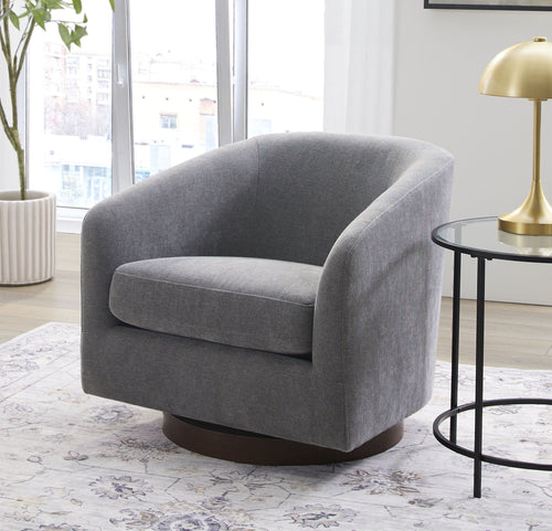 Bradford Wooden Base Modern Swivel Accent Chair, Gray
