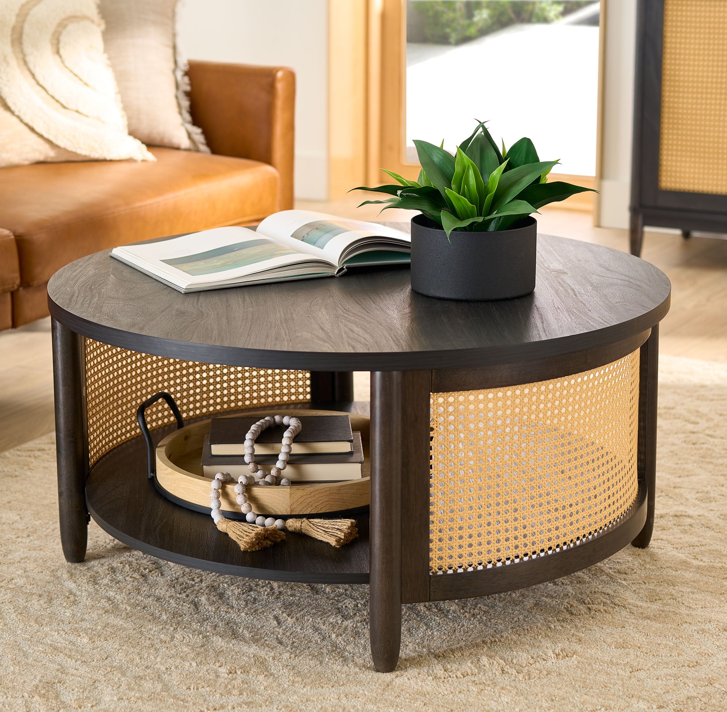 Springwood Caning Coffee Table, Charcoal Finish