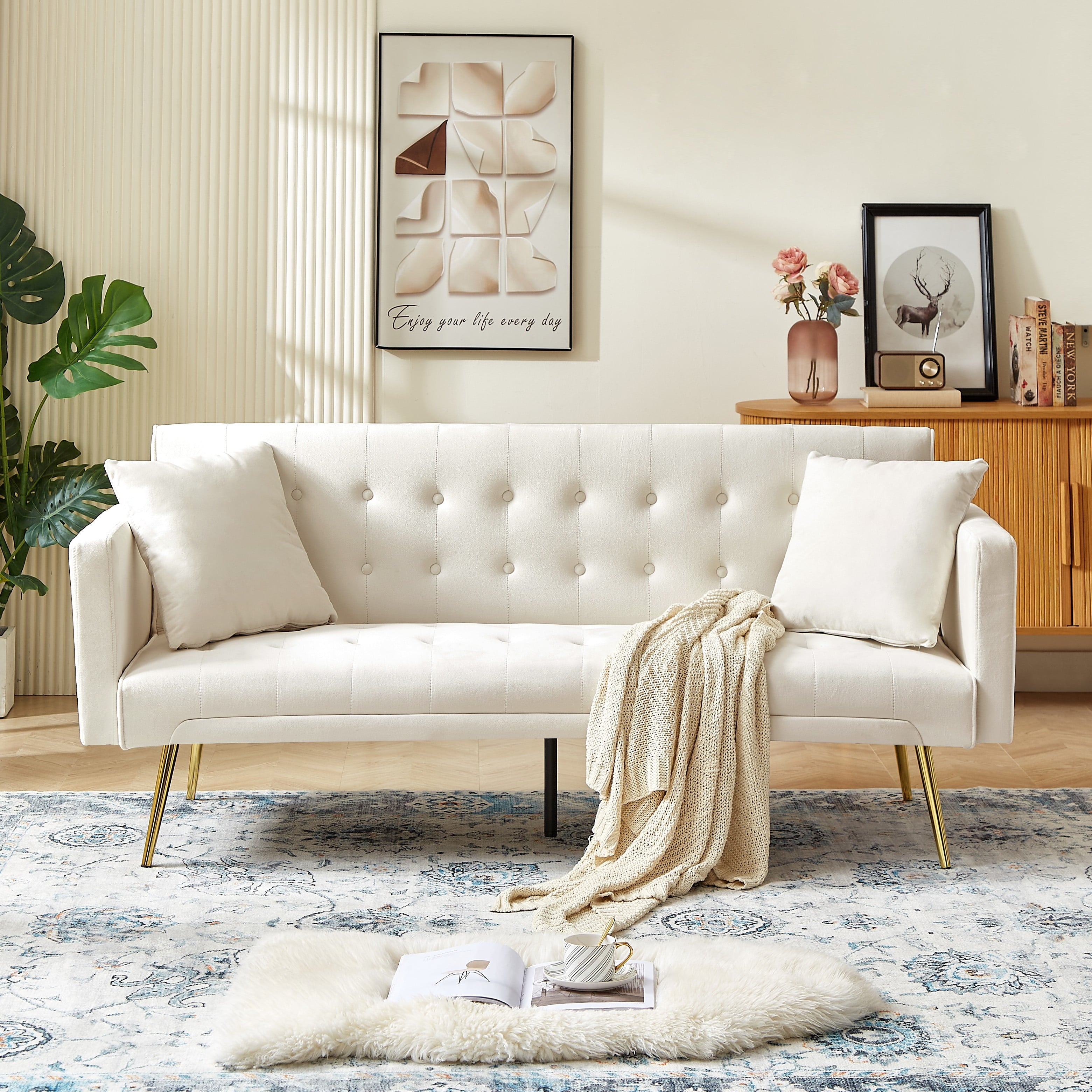 Modern Velvet Futon Sofa Bed
