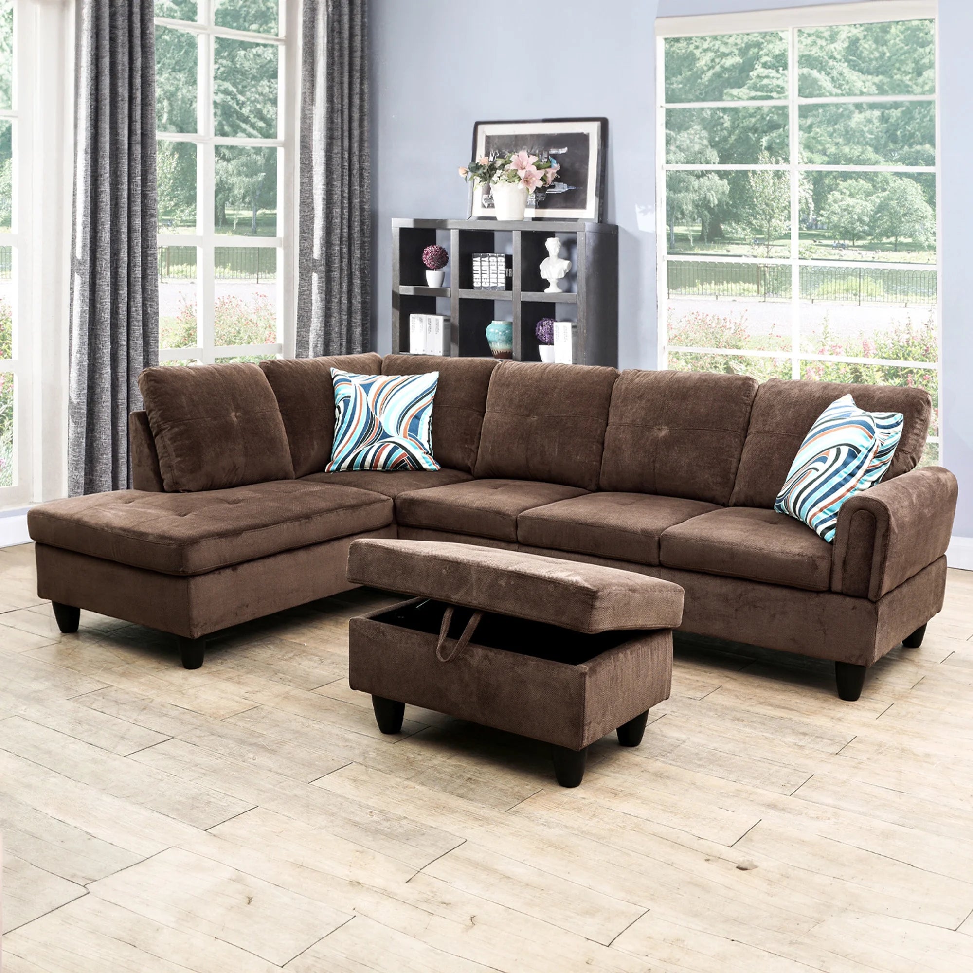 3 Piece L-Shape Sectional Sofa Couch 