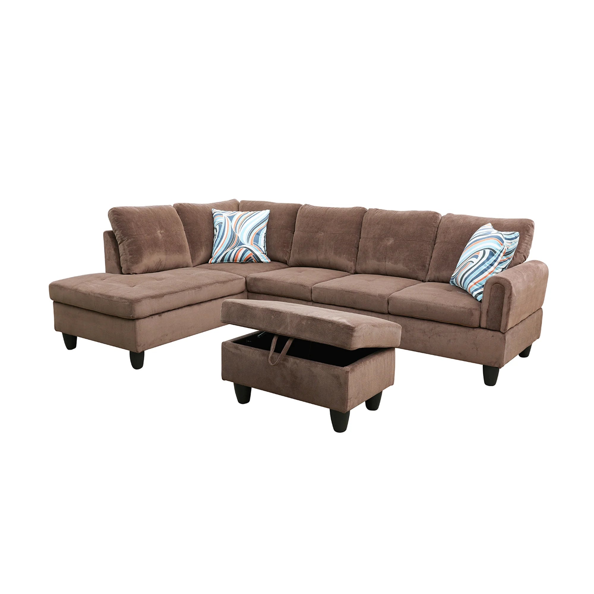 3 Piece L-Shape Sectional Sofa Couch 