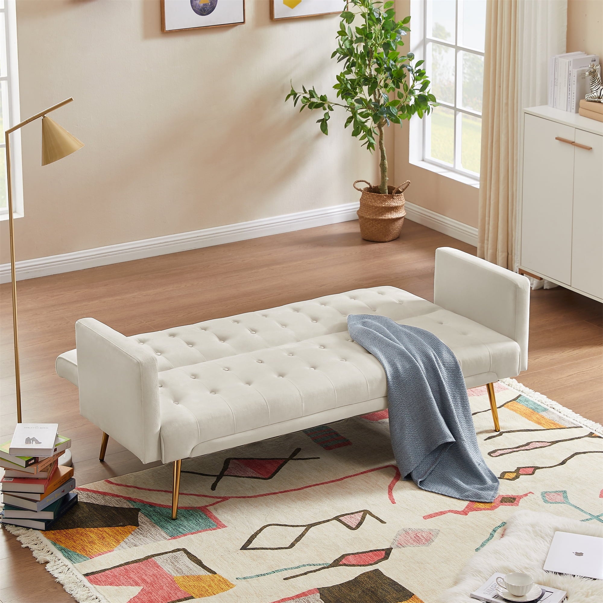 Modern Velvet Futon Sofa Bed