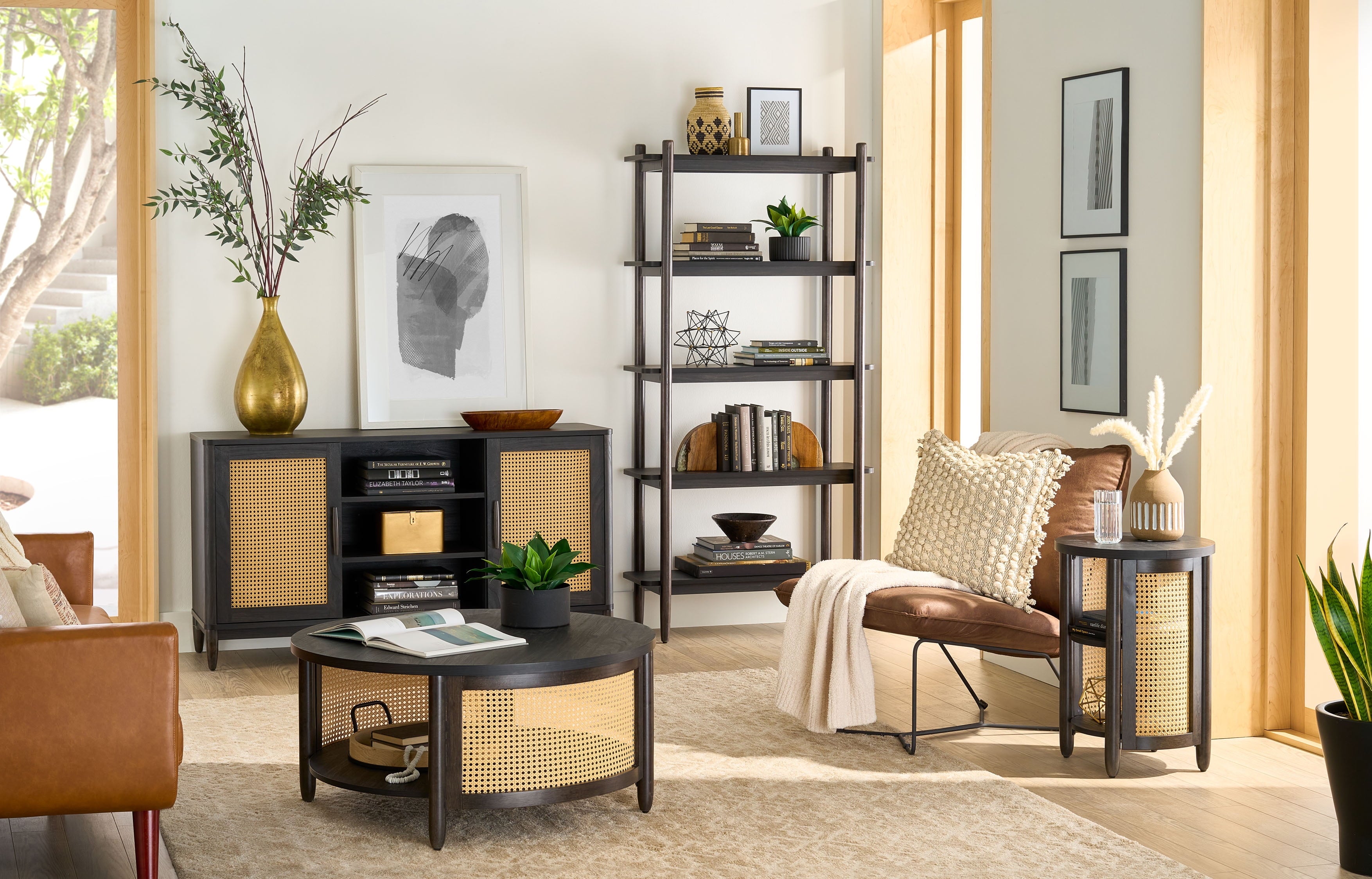 Springwood Caning Coffee Table, Charcoal Finish